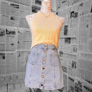 Altar'd State Cream Knit Halter Crop Top Women's XS Open Back Tie 100% Cotton